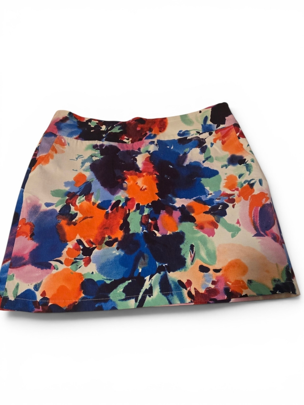 Sara Studio Floral Watercolor Mini Skirt/ Skort - Orange, Blue, Purple, Green